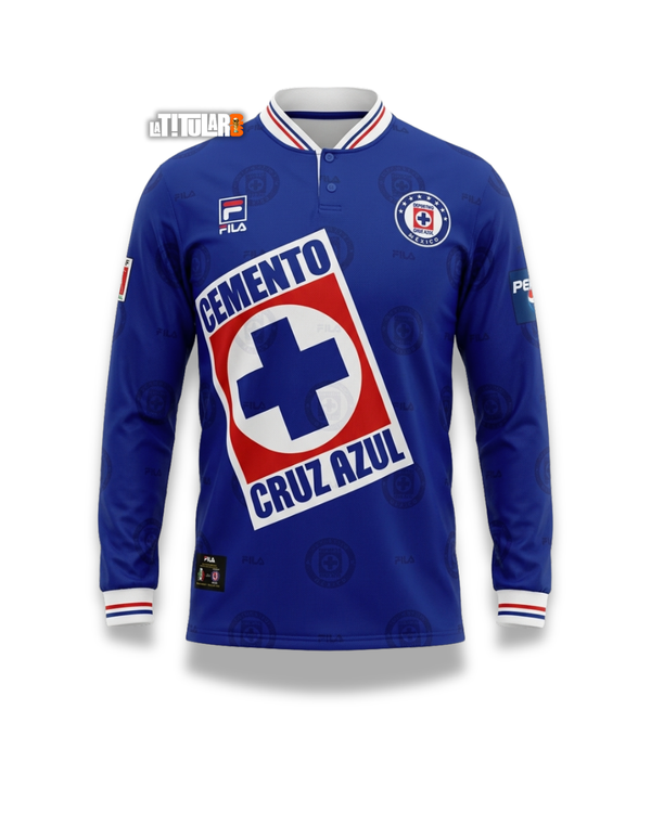 Cruz Azul Home Manga Larga Camiseta 1998 - Retro