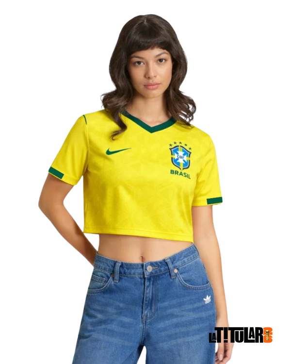 Crop Brasil Camiseta Local 2025 - Mujer